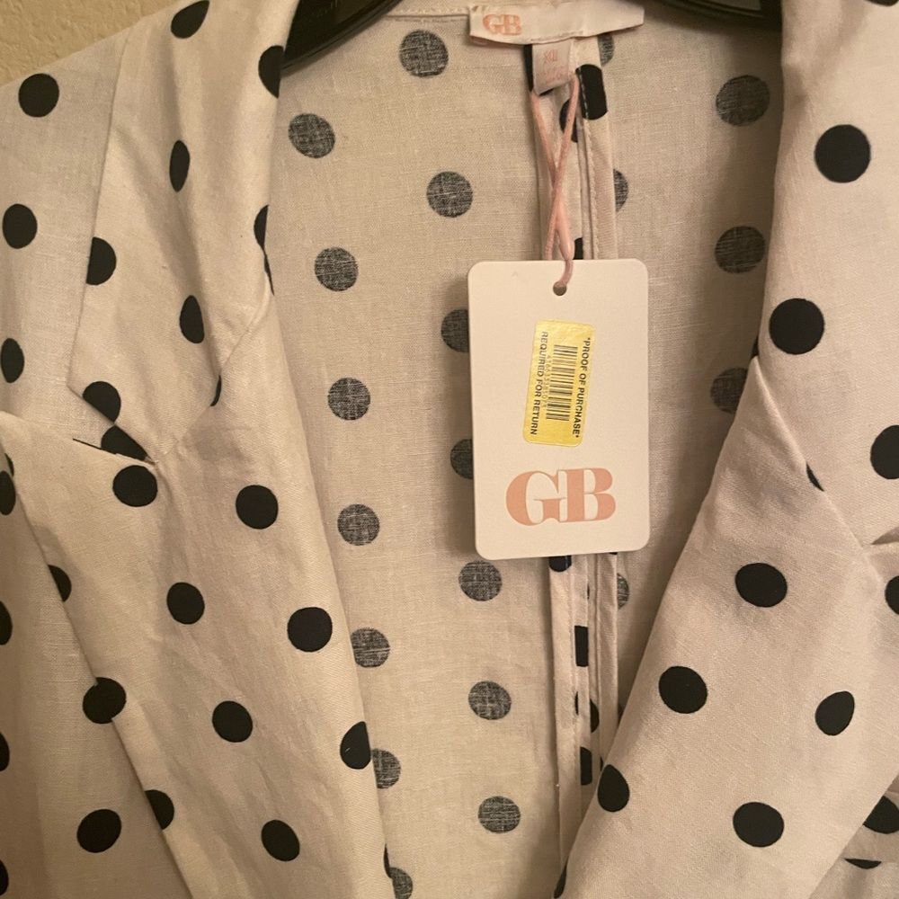 GB Blazer polka dot jacket NWT XL white with black - Picture 4 of 7